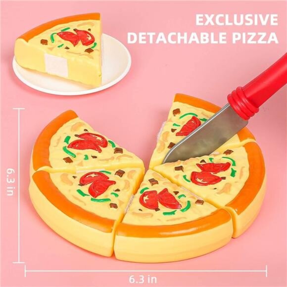 67Pc Pretend Play Food Sets for Kids Kitchen, Pizza Toy Food & Cutting Fake Food - Picture 3 of 7